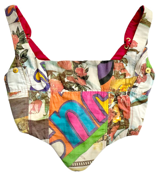 Upcycled Moschino Patchwork Print Corset