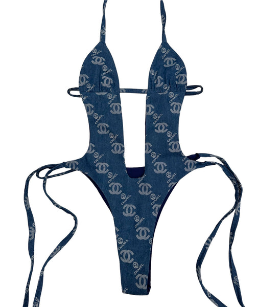 CC Denim Monogram swimsuit