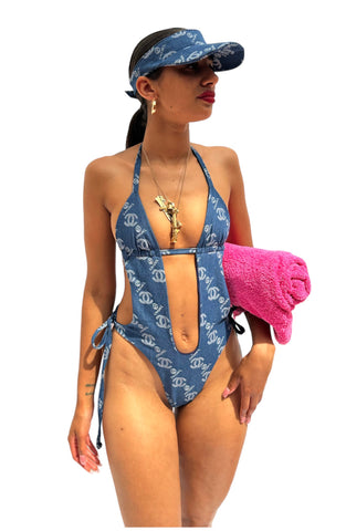CC Denim Monogram swimsuit