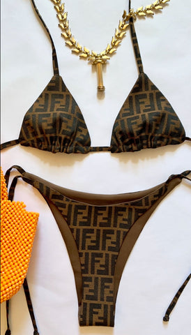 Fendi Ff Monogram Bikini in Brown