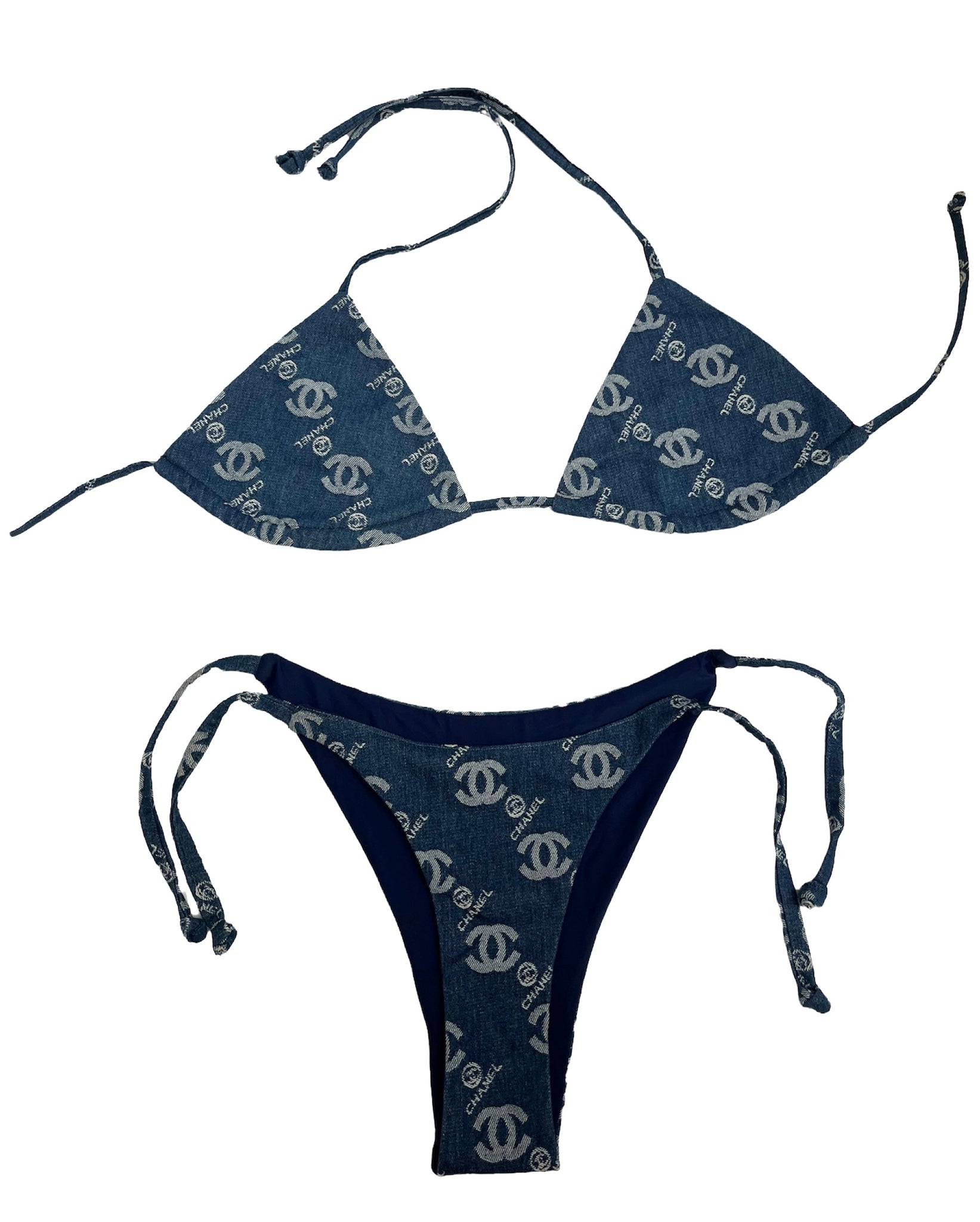 CC Denim Monogram Bikini Set