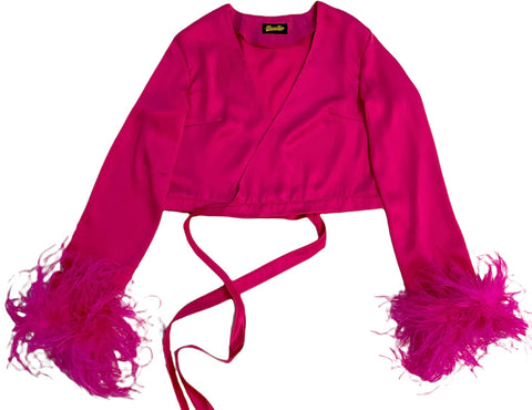 Pink Feather Wrap Top- PRE ORDER