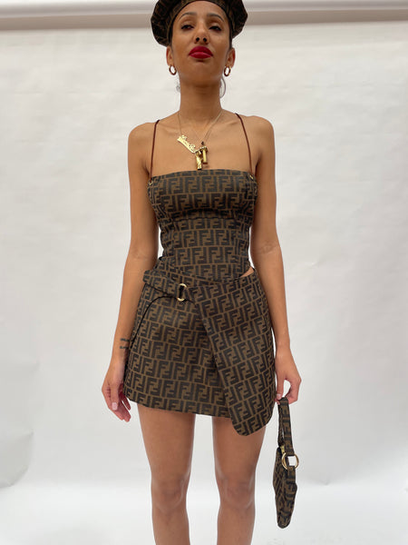Backless Lace-up Corset Top - Brown