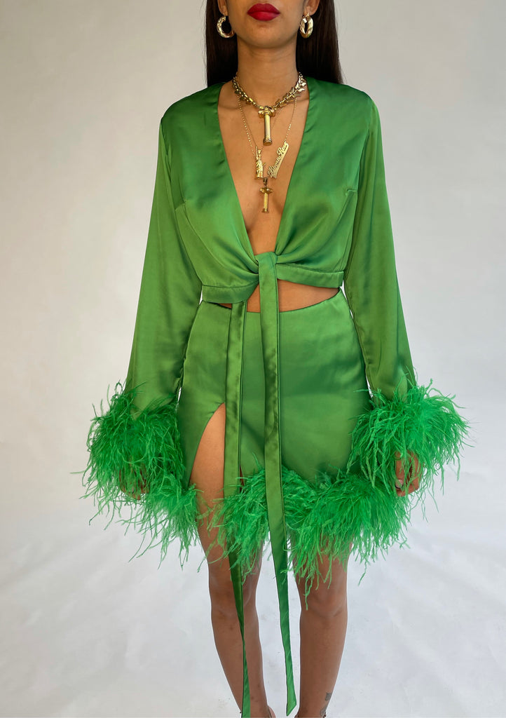Emerald Green Feather Top - PRE ORDER LibertyR0se Emerald Green Feather Top - PRE ORDER LibertyR0se