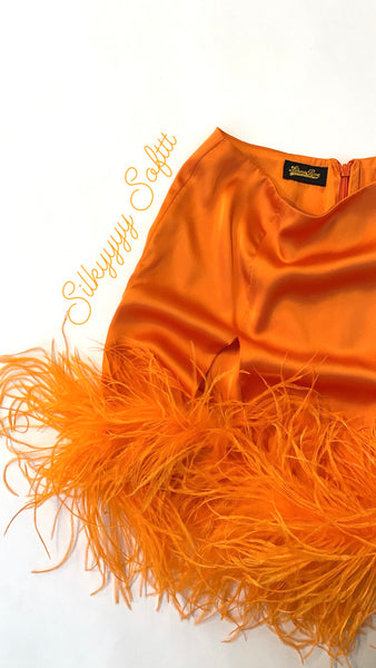 Orange Feather Skirt- PRE ORDER