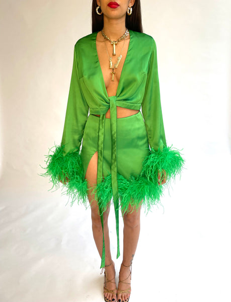 Emerald Green Feather Skirt- PRE ORDER