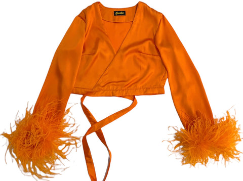 Orange Feather Wrap Top - PRE ORDER