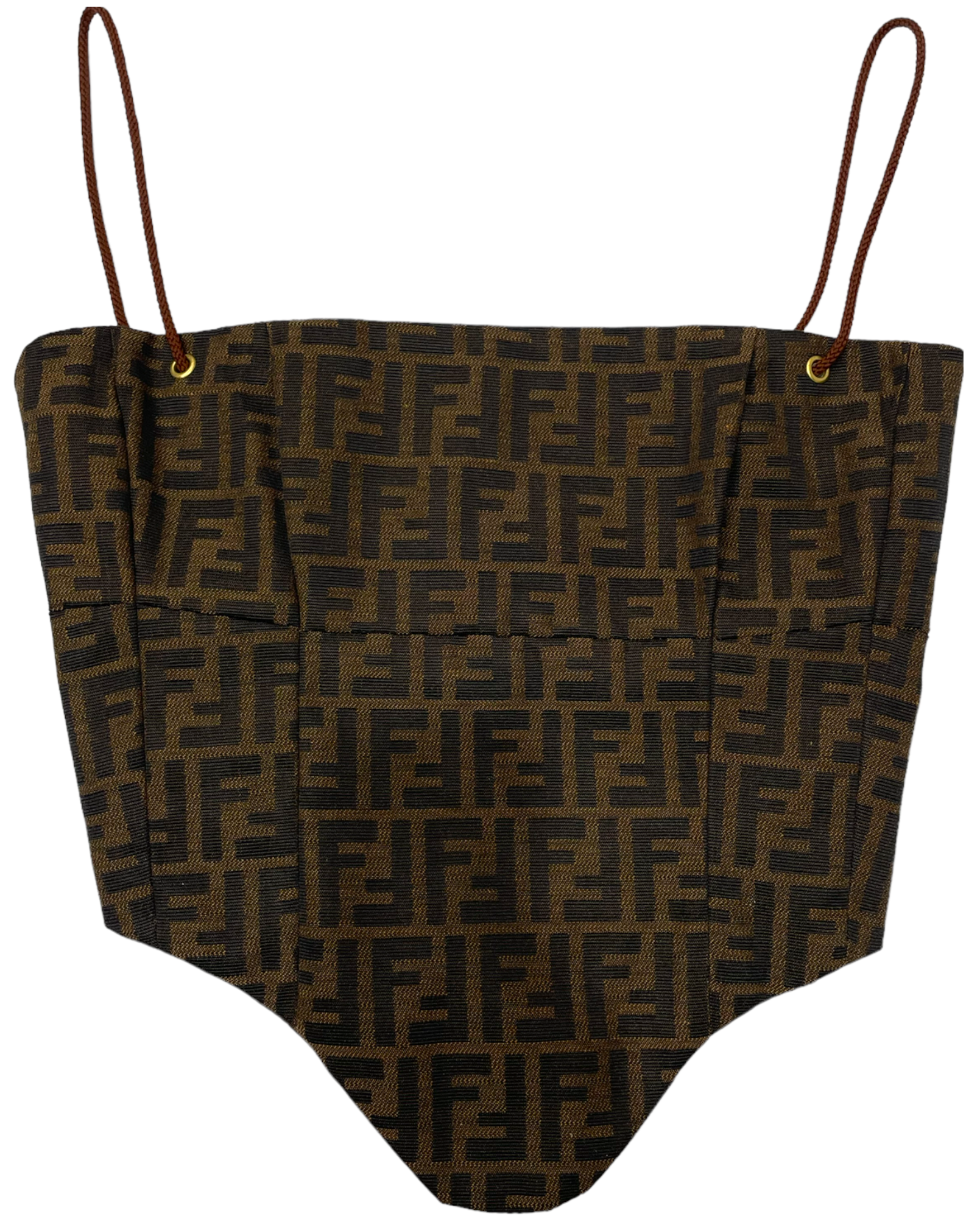 Backless Lace-up Corset Top - Brown